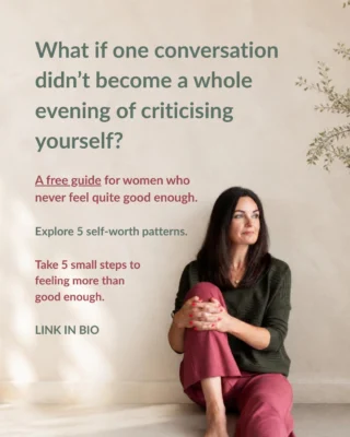 Feel more comfortable being yourself, without spending the evening questioning everything you said.

My free guide helps women explore five patterns behind that “not good enough” feeling - with small, practical steps to begin changing them.

'Did I talk too much?' 'Did that come out wrong?' 'What must they think of me?'

An ordinary conversation can turn into an evening of going over what was said, picking yourself apart or asking someone else whether what you said was okay.

It can be exhausting to keep questioning yourself when you just want to enjoy connecting with people.

I’m Ruth, a somatic trauma-informed coach. My own past experience of anxiety and low self-worth led me to this work. That experience, alongside my professional training, shapes the way I support others.

I created 'Why Don’t I Ever Feel Good Enough?' to help you understand what might be underneath these familiar patterns and find somewhere manageable to begin.
Inside, we explore self-criticism, people-pleasing, seeking reassurance and other patterns linked with low self-worth.

For each one, you’ll find:
• What it can look like in everyday life.
• How it may have developed.
• One small thing to try.

My hope is that you come away with a little more understanding and a kinder way of responding to yourself.

Link is in my bio 

 #AnxietySupport #PeoplePleasing #SelfLove #healingpatterns #selfworth