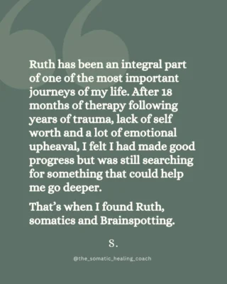 Reading these lovely words from my client means such a lot.

We came together for a Healing Day, with a planning session beforehand and a follow-up a few weeks later to support integration.

It's been such a privilege to have been part of my client’s journey and to hear about the lasting impact our somatic work together has had.